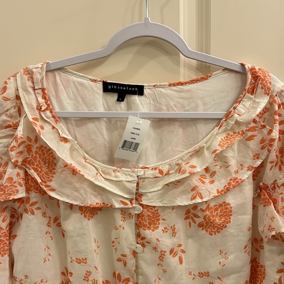 Gibson Look coral floral shirt NWT - Picture 4 of 7